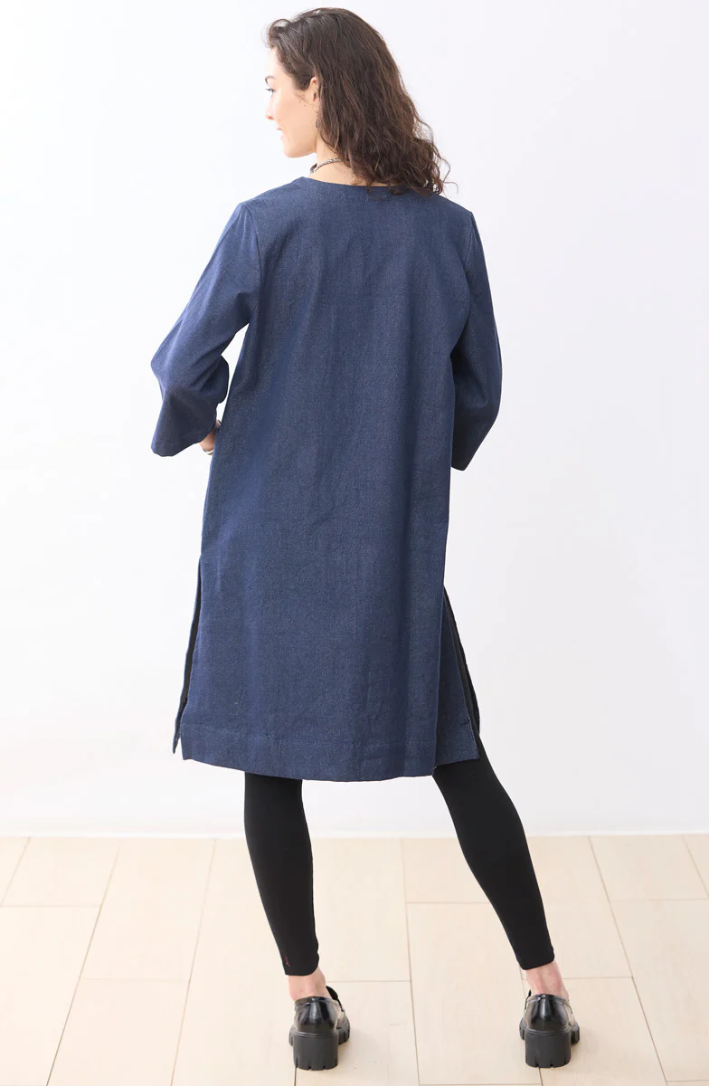 Recycled Yarn Amala 3/4-Sleeve A-Line Tunic - Dark denim - Image 5
