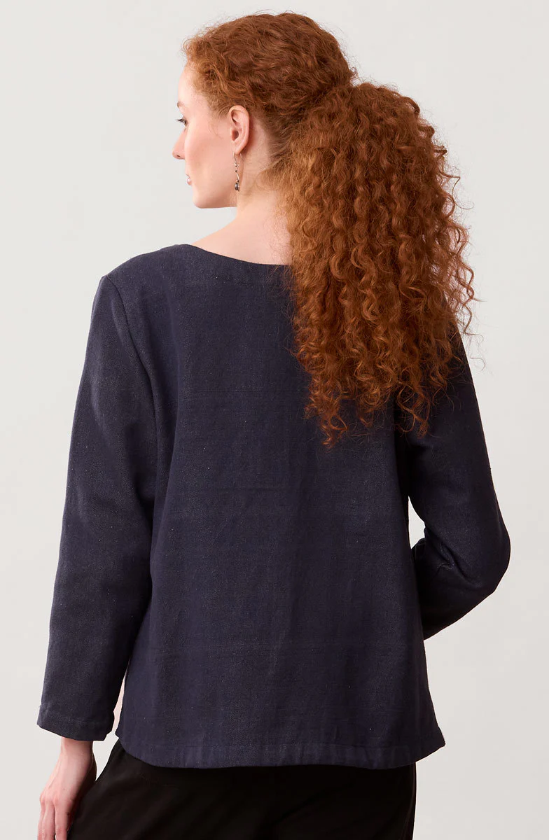 Recycled Yarn Embroidered Safira Jacket - Dark denim - Image 5