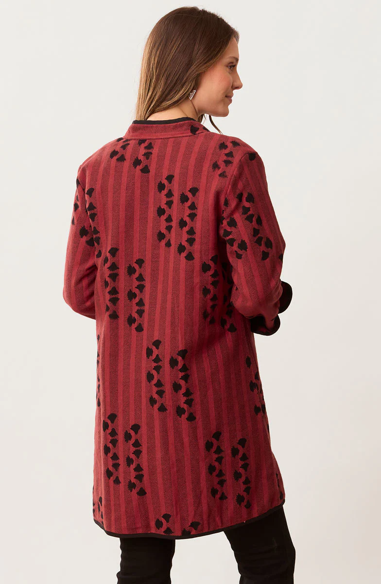 Amulya Reversible Band Collar Jacket - Pomegranate/Wave blue - Image 8