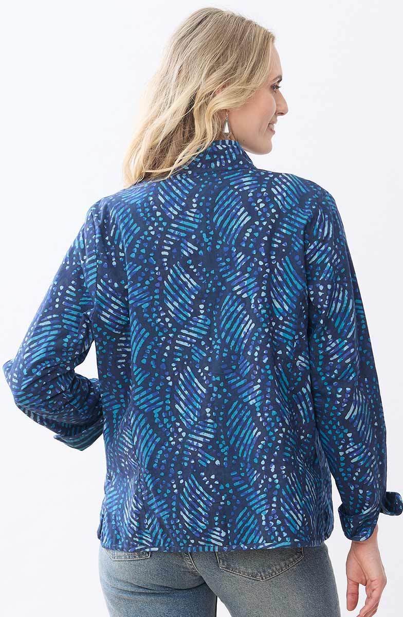 Anandi Reversible Band Collar Jacket - Deep sea/Charcoal - Image 7