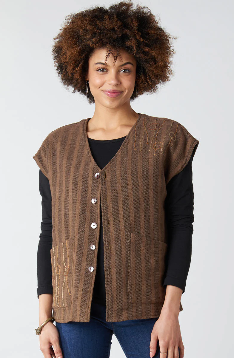 Reversible Upcycled Patchwork Navya Vest - Chindi/Walnut - Image 3