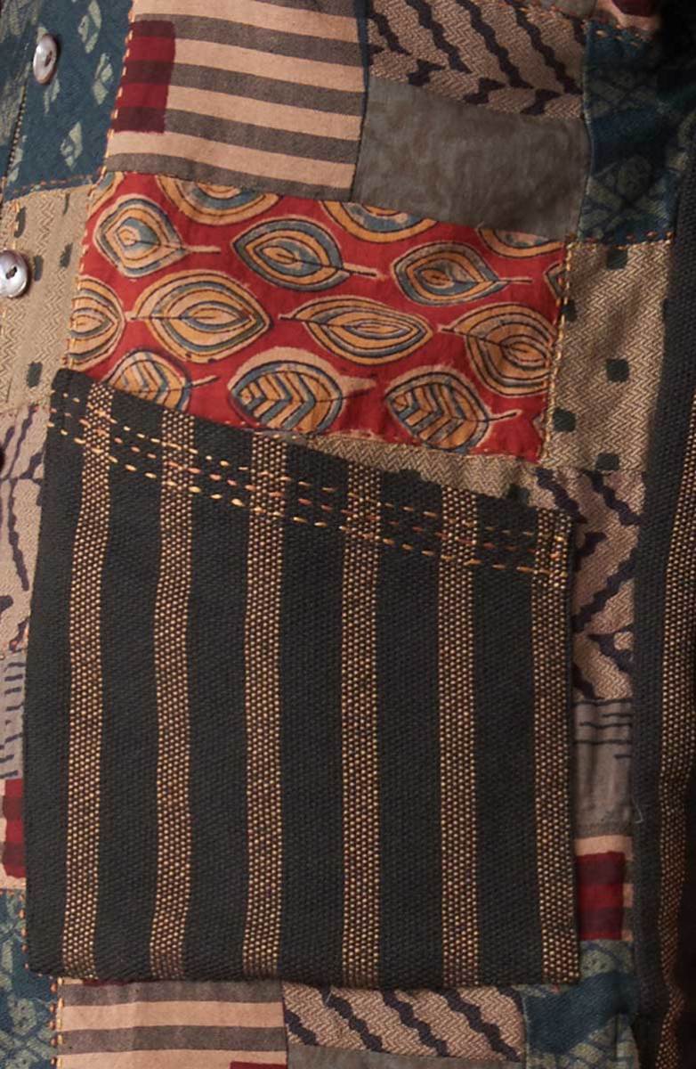 Reversible Upcycled Patchwork Navya Vest - Chindi/Walnut - Image 4