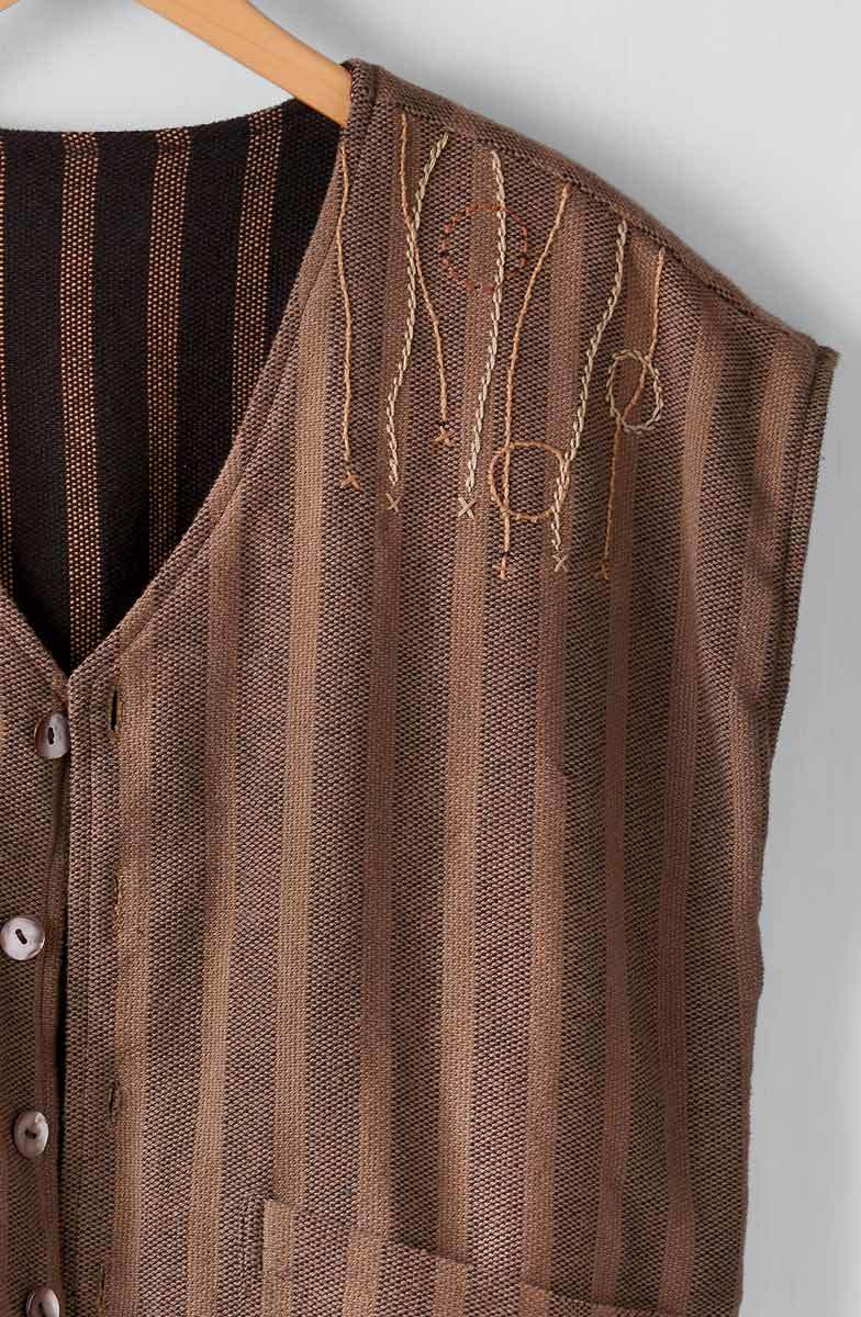Reversible Upcycled Patchwork Navya Vest - Chindi/Walnut - Image 5