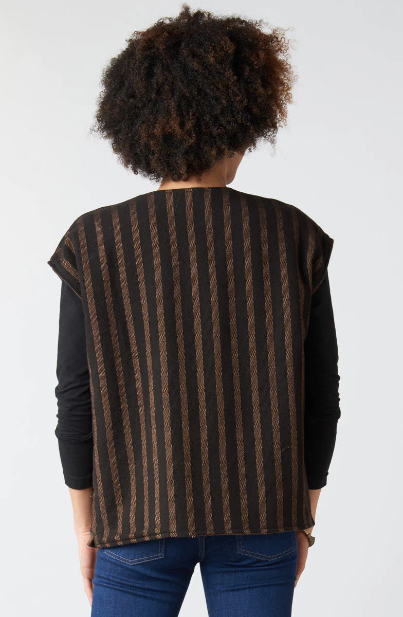 Reversible Upcycled Patchwork Navya Vest - Chindi/Walnut - Image 8