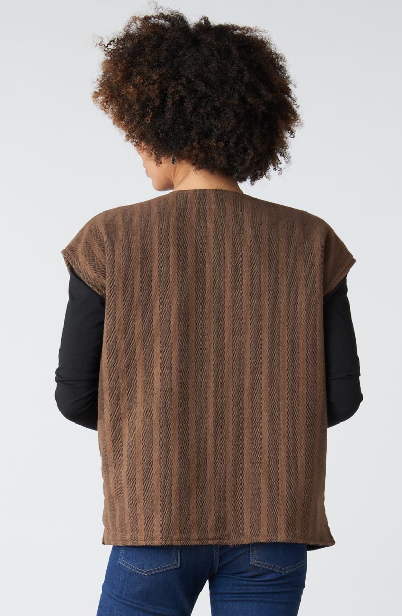 Reversible Upcycled Patchwork Navya Vest - Chindi/Walnut - Image 9
