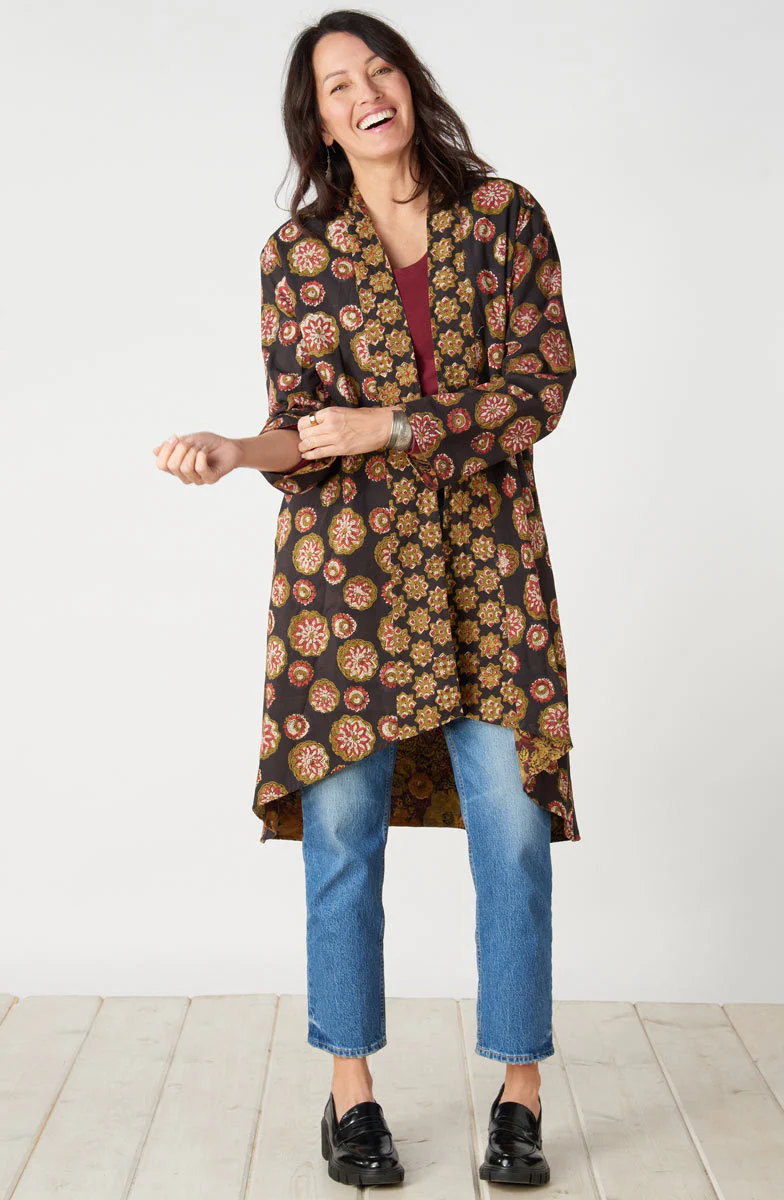 Shillong Reversible Swing Jacket - Port/Black/Multi - Image 4