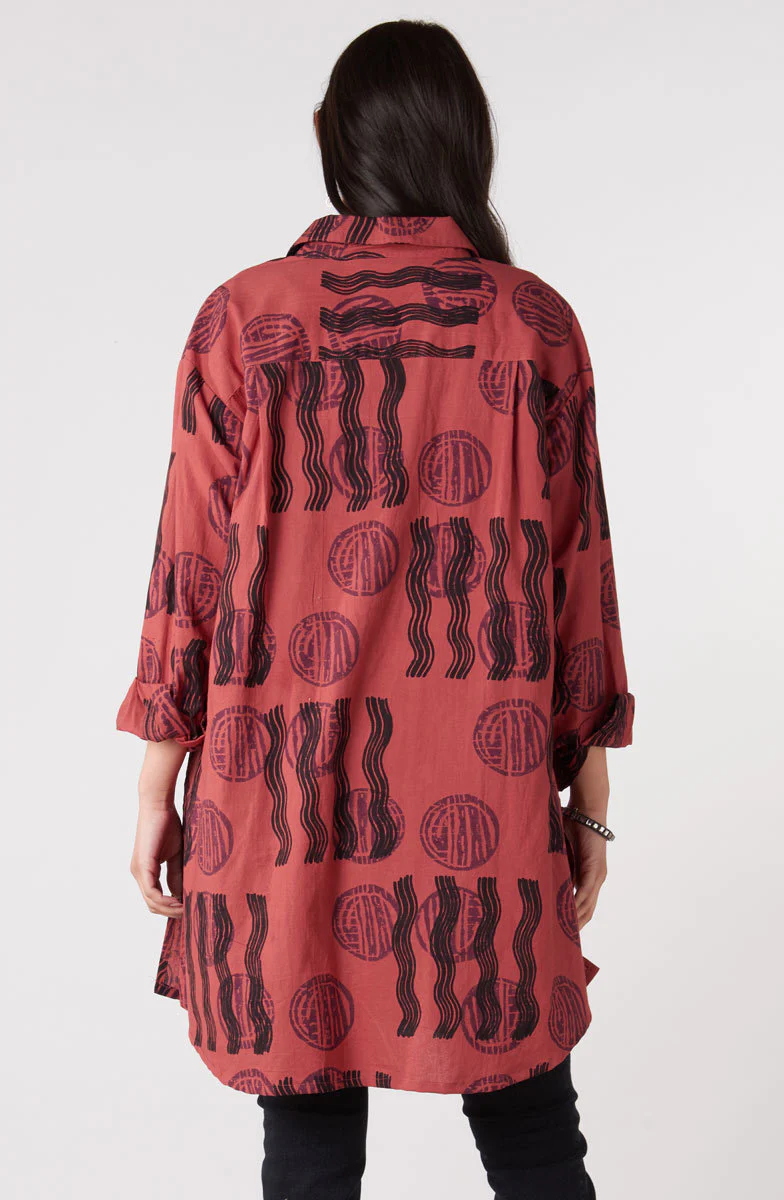 Rima Oversized Button-Down Shirt Jacket - Pomegranate - Image 4