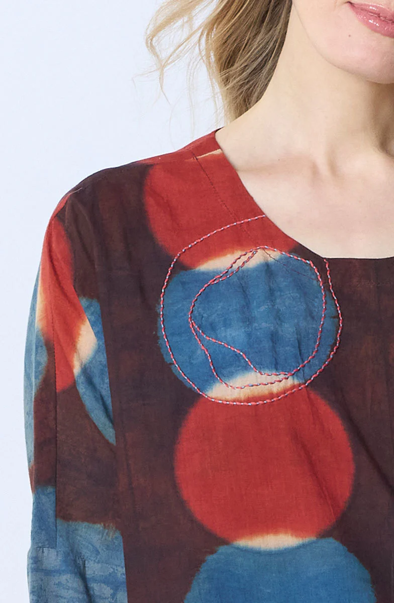 Rimsha 3/4-Sleeve Popover Swing Top - Indigo/Multi - Image 3