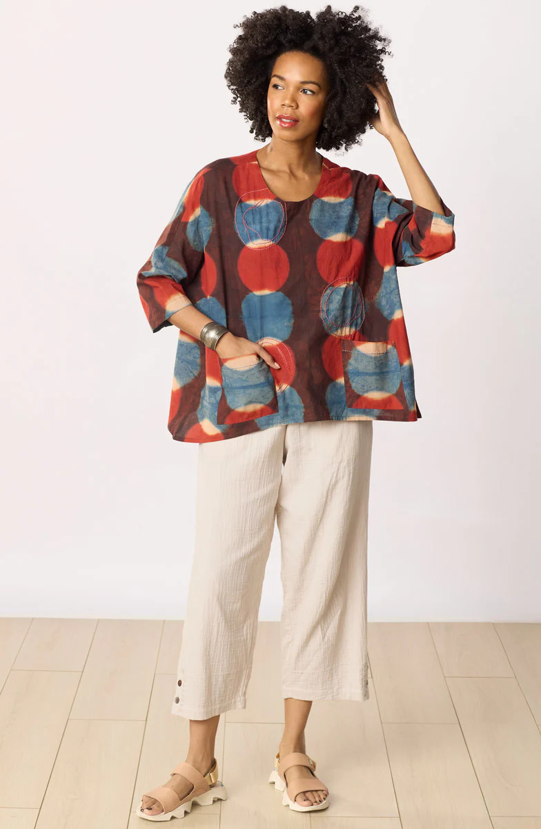 Rimsha 3/4-Sleeve Popover Swing Top - Indigo/Multi - Image 5