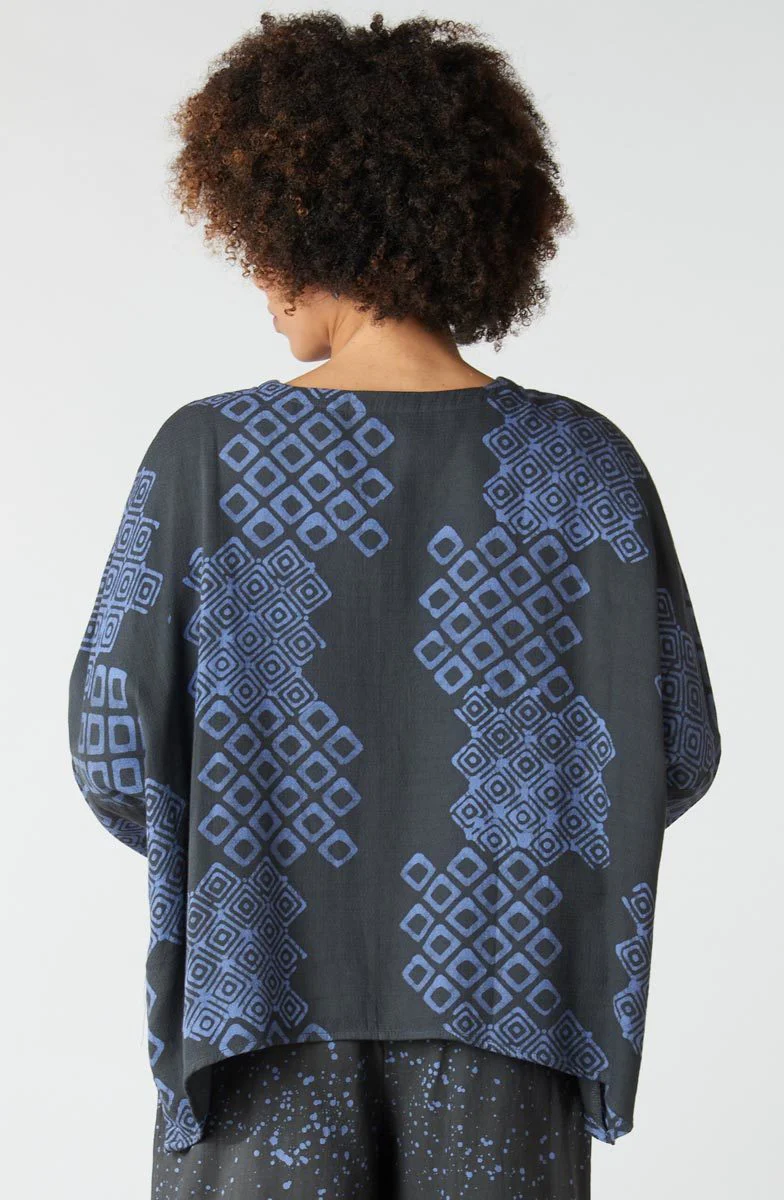 Rimsha Long-Sleeve Popover Swing Top - Fossil/Periwinkle - Image 2
