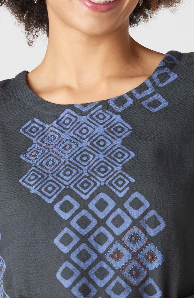 Rimsha Long-Sleeve Popover Swing Top - Fossil/Periwinkle - Image 3