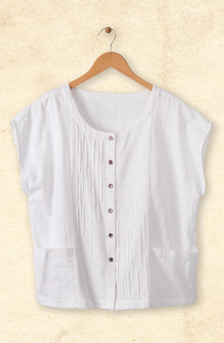 Rishi Cap Sleeve Boxy Top - Soft white - Image 3