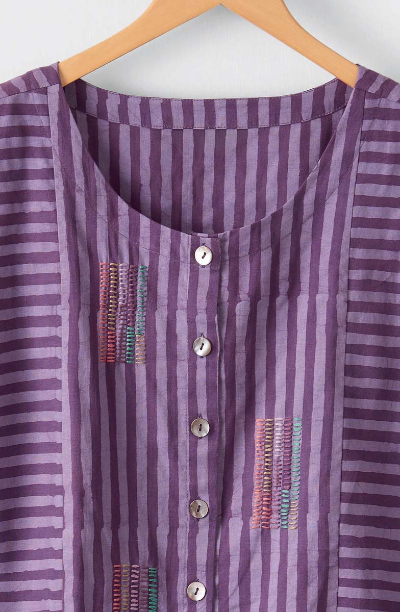 Rishi Cap Sleeve Boxy Top - Heirloom purple/Multi - Image 2