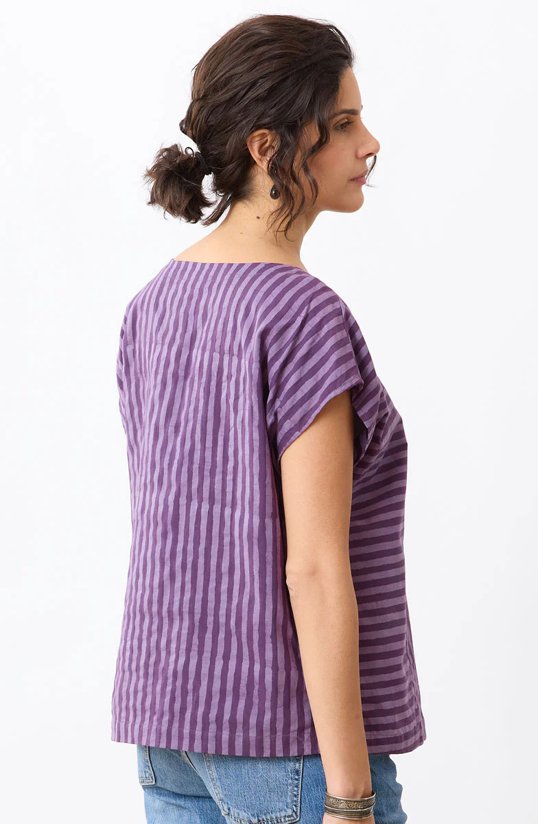 Rishi Cap Sleeve Boxy Top - Heirloom purple/Multi - Image 4