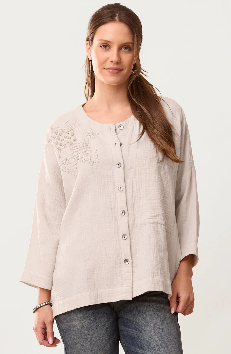 Rishra Cotton Double Gauze Embroidered Jacket