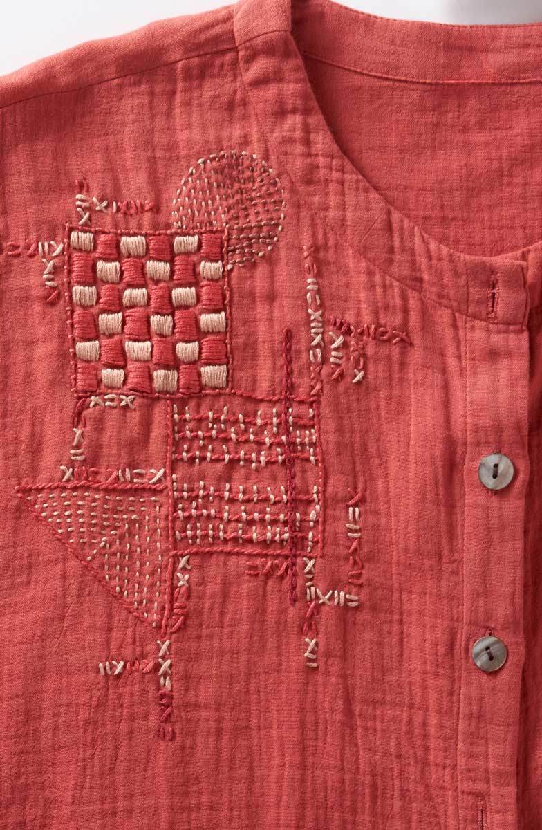 Rishra Cotton Double Gauze Embroidered Jacket - Image 10