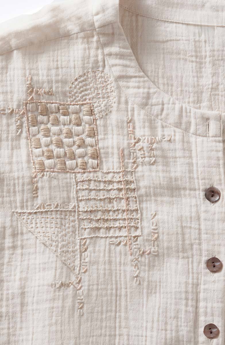 Rishra Cotton Double Gauze Embroidered Jacket - Image 2