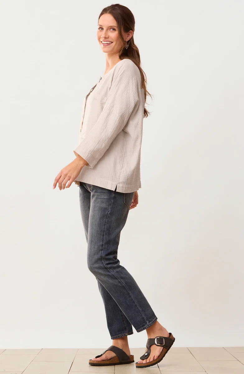 Rishra Cotton Double Gauze Embroidered Jacket - Image 5