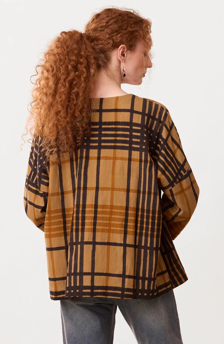 Rishra Textured Cotton Round-Neck Jacket - Golden apple - Image 4