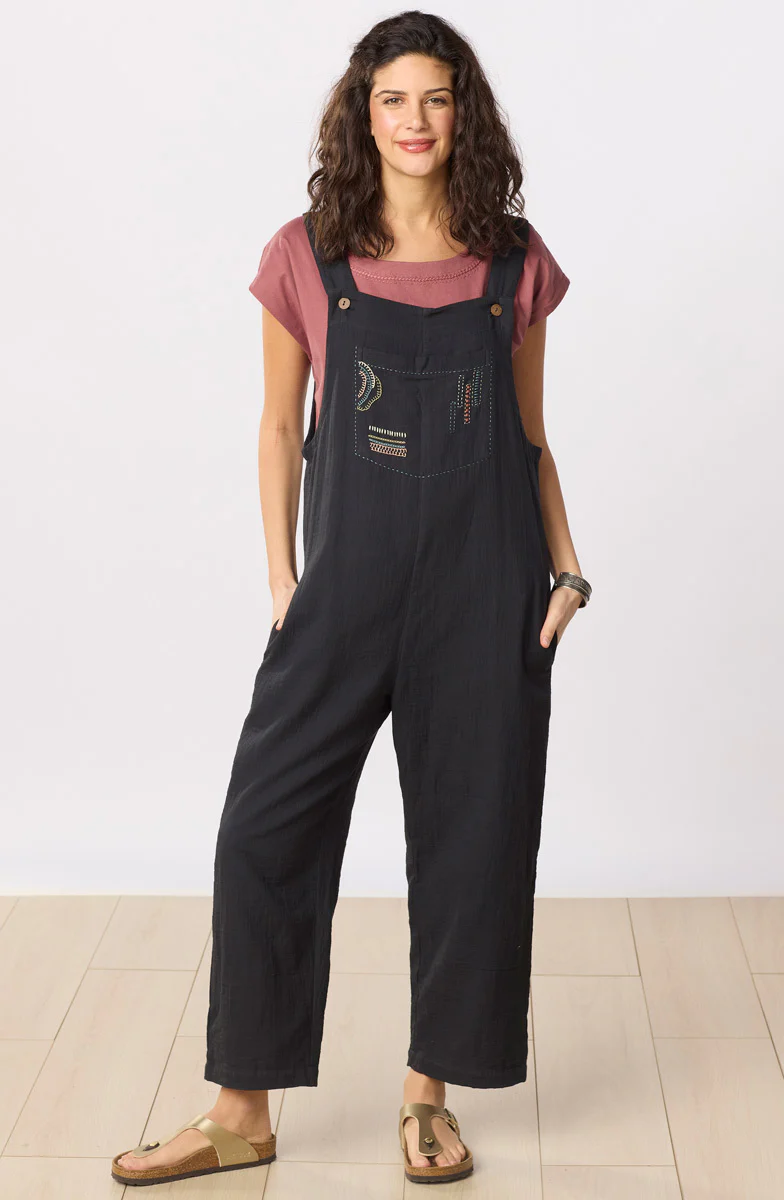 Roshni Cotton Double Gauze Overalls - Black - Image 4