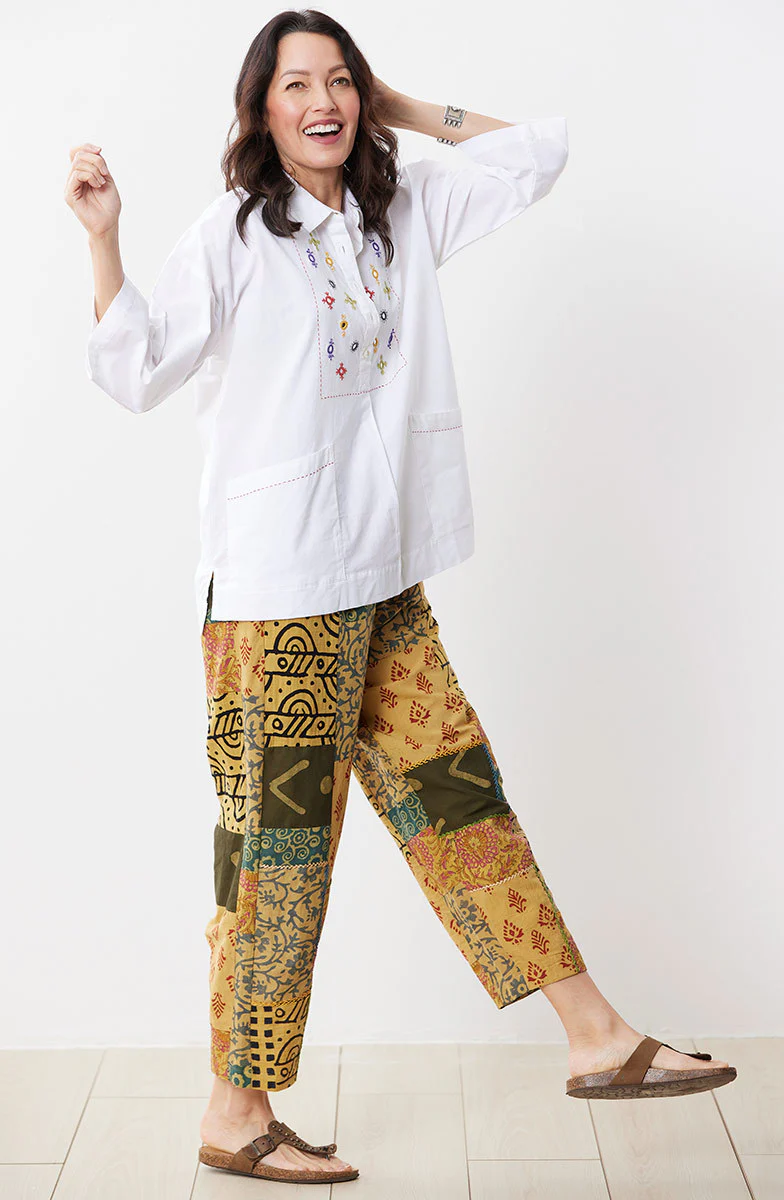 Rukhma Flare-Sleeve Organic Cotton Top - White - Image 4