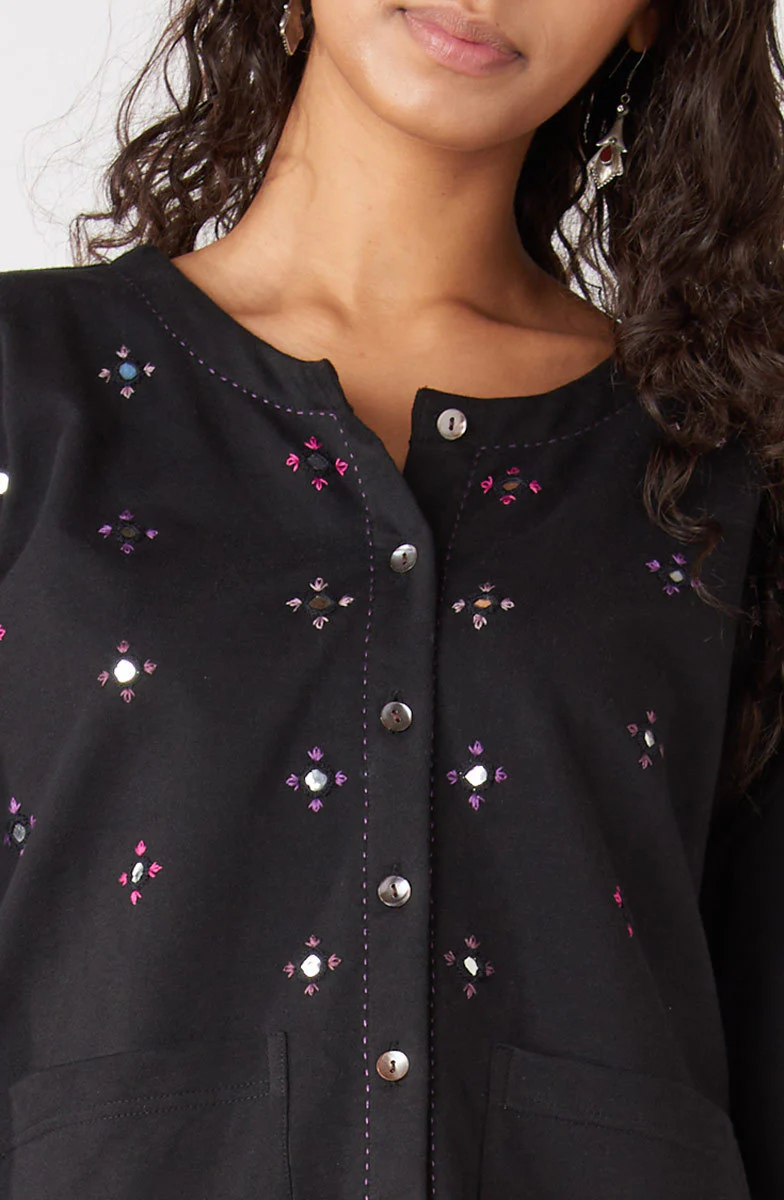 Ruma Organic French Terry Boxy Cardigan - Black - Image 3