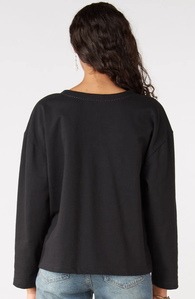 Ruma Organic French Terry Boxy Cardigan - Black - Image 4
