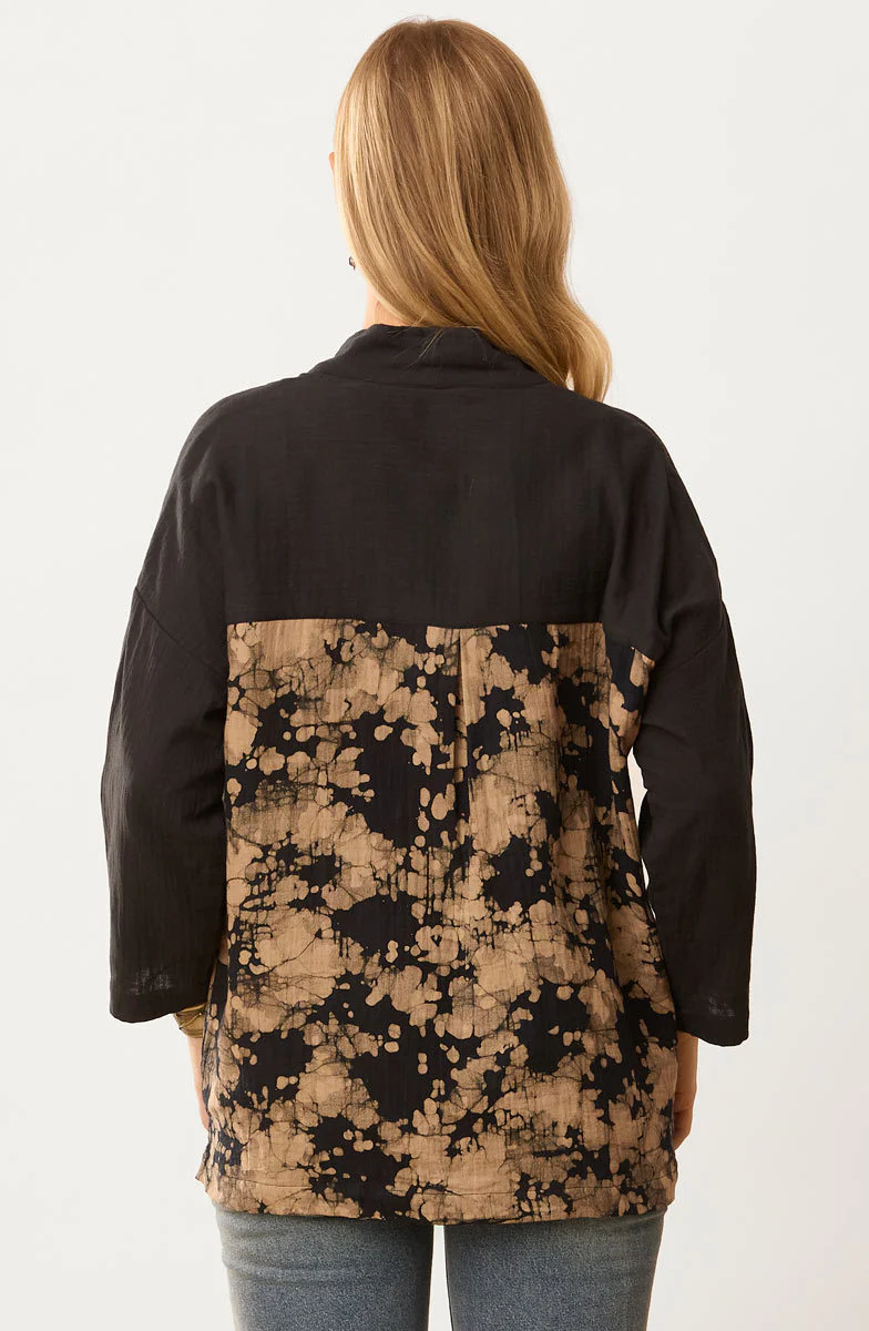 Rupashi Double Gauze Contrast Yoke Jacket - Black/Shale - Image 6