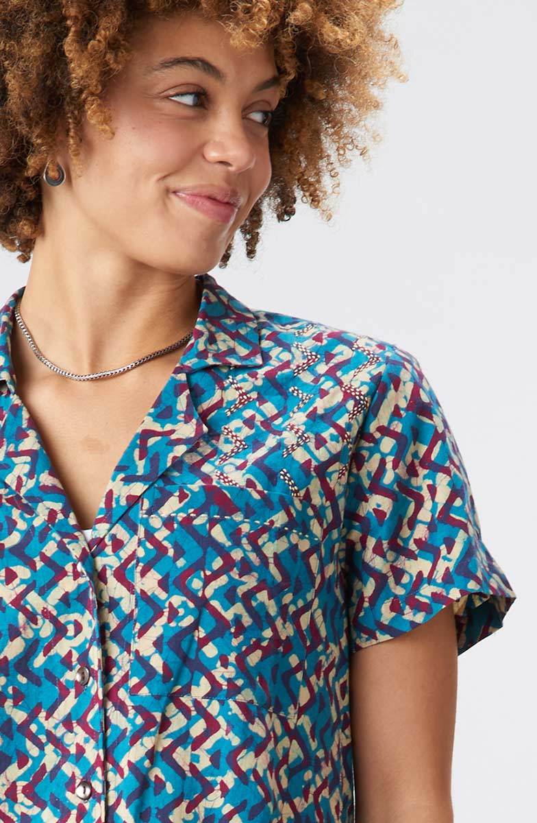 Saima Camp Shirt - Deep sea/Multi - Image 3