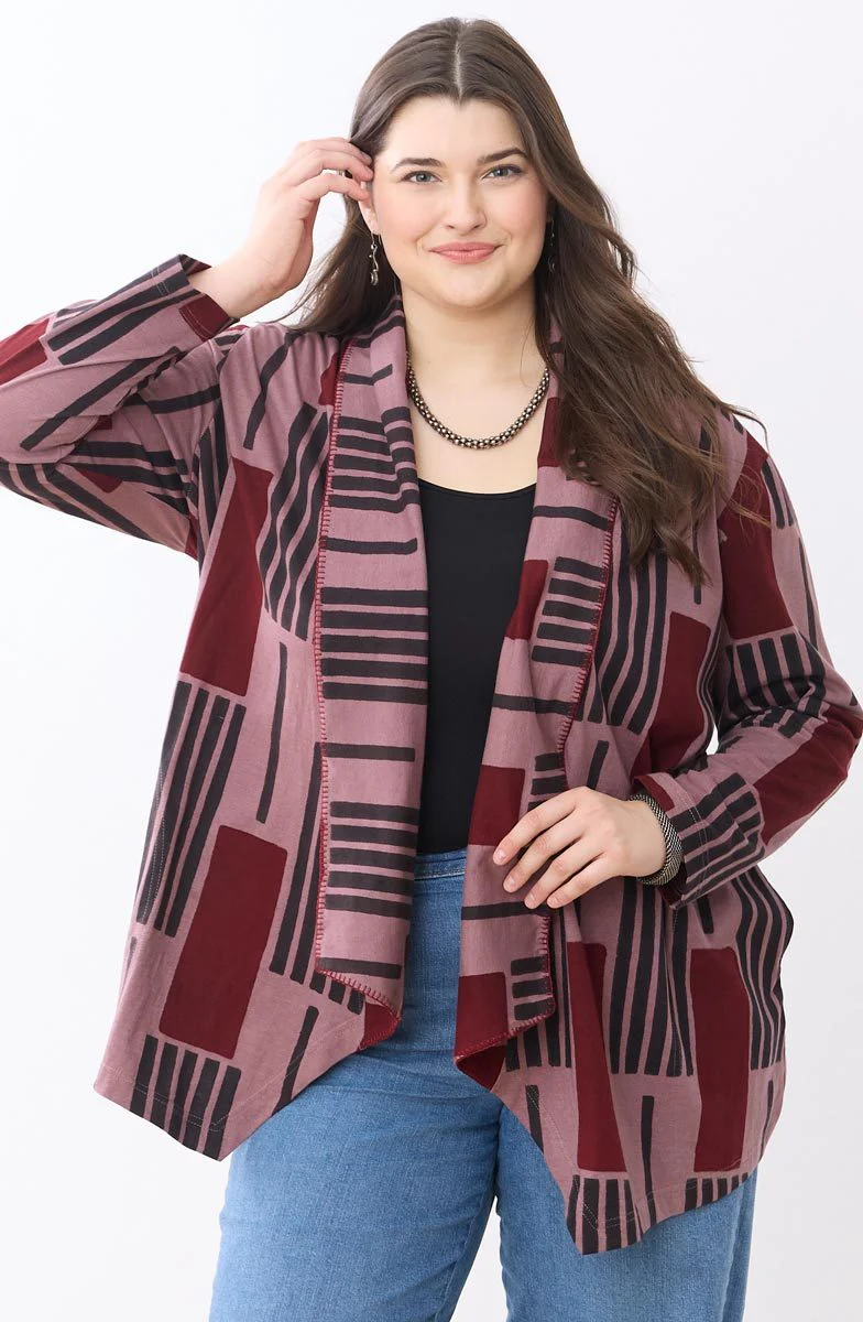 Sakshi Knit Draped Collar Jacket - Iced plum/Multi - Image 4