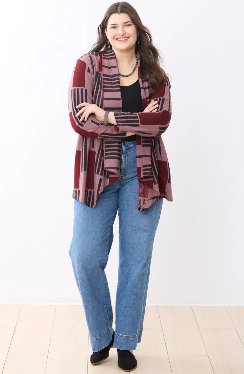 Sakshi Knit Draped Collar Jacket - Iced plum/Multi - Image 5
