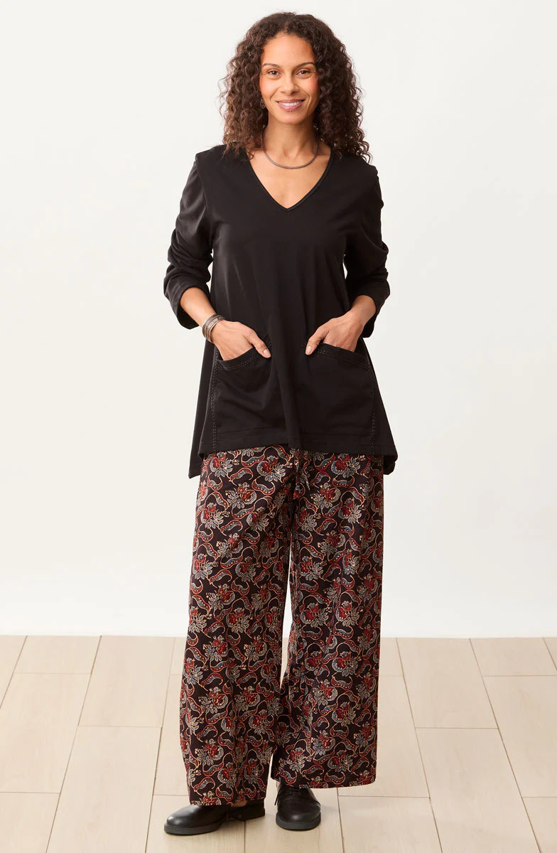 Sangli Natural Dye Wide-Leg Pant - Black/Multi - Image 4