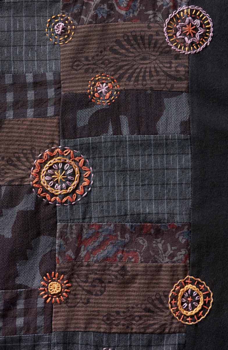 Sanija Upcycled Patchwork Loose Fit Top - Black/Multi - Image 2