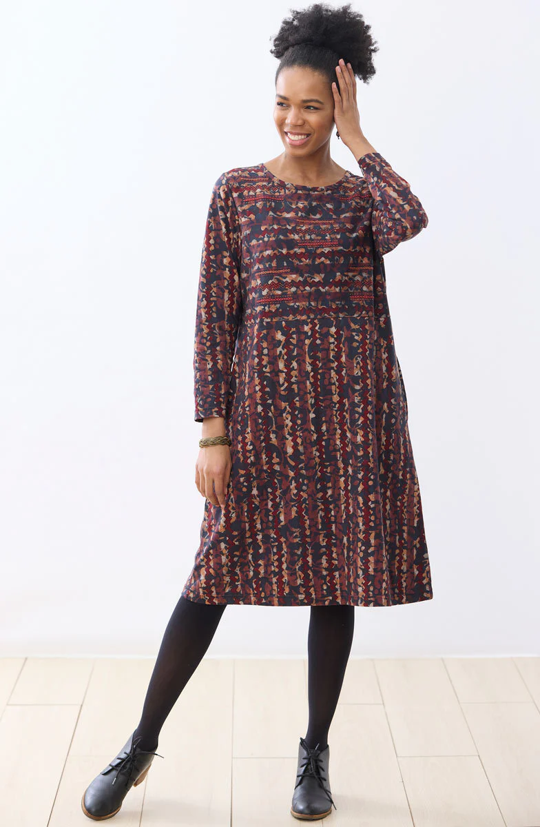 Sanjana Cotton Jersey Knee-Length Dress - Black/Multi - Image 4