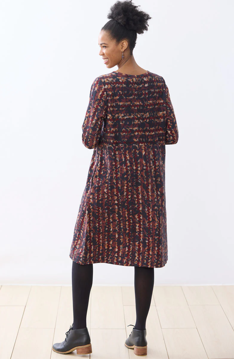 Sanjana Cotton Jersey Knee-Length Dress - Black/Multi - Image 5