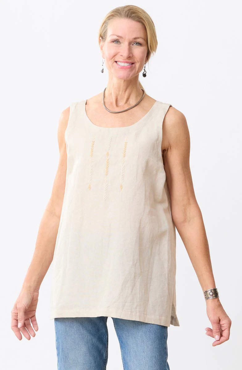 Sanju Linen Cotton Tunic Tank - Flax - Image 3