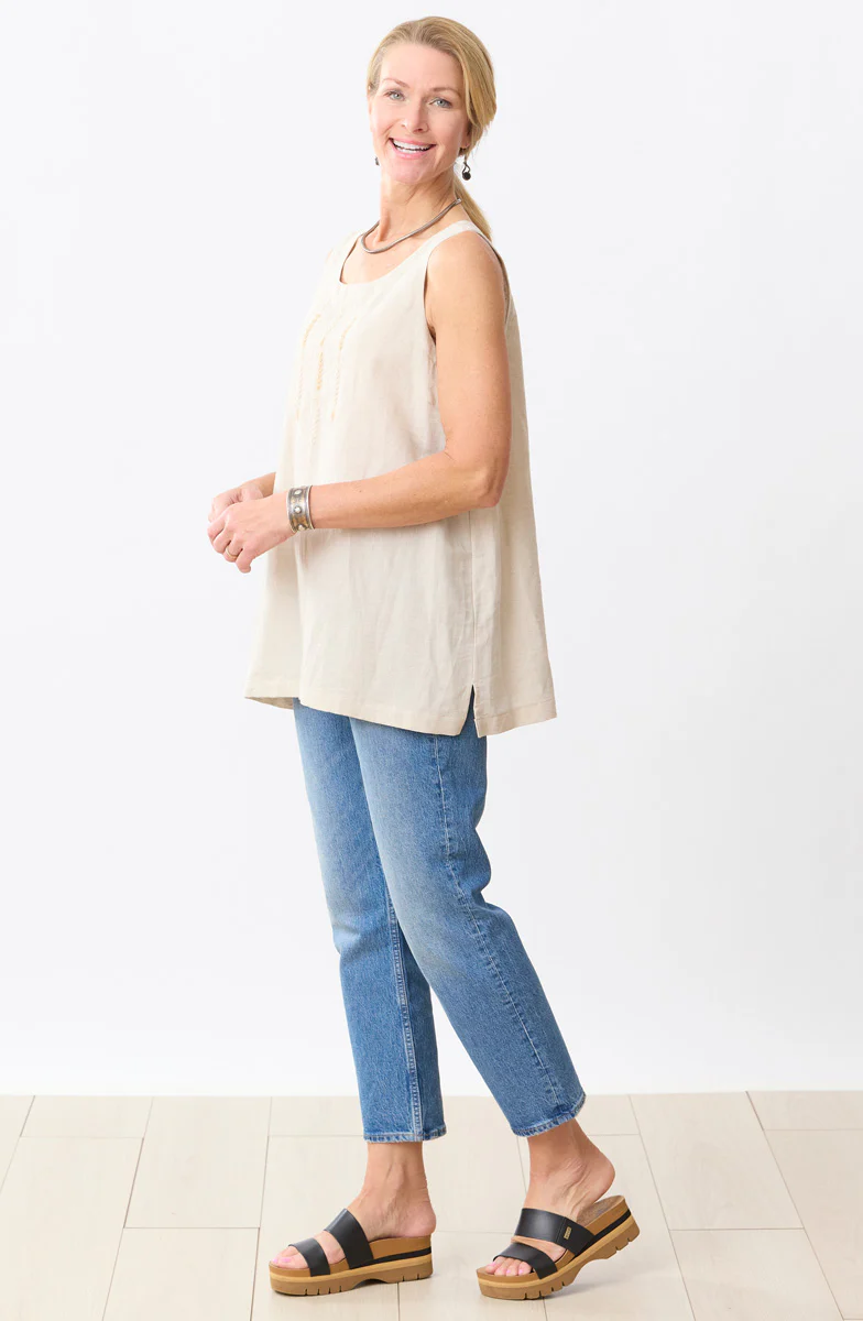 Sanju Linen Cotton Tunic Tank - Flax - Image 5