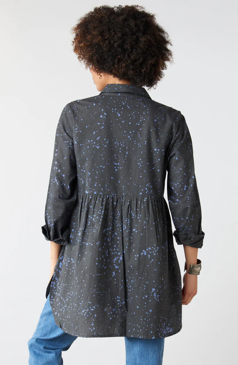 Sariska Button-Down Long-Sleeve Tunic - Fossil/Periwinkle - Image 4