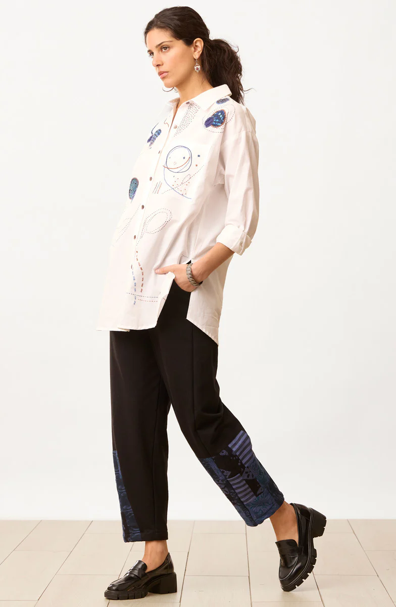 Savani Organic Cotton Embroidered Sampler Shirt - White - Image 6