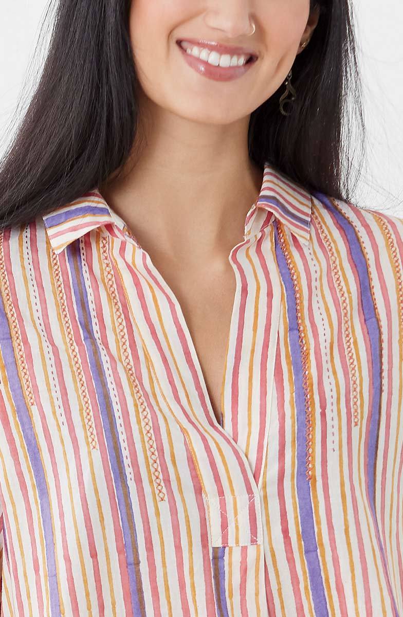 Savita Block Print Long-Sleeve Top - Stripe/Multi - Image 3