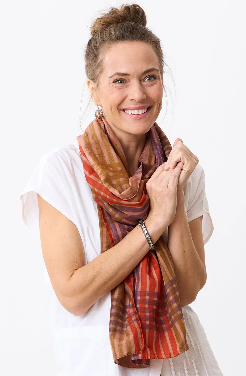 Cotton Silk Block Print Scarf - Image 11