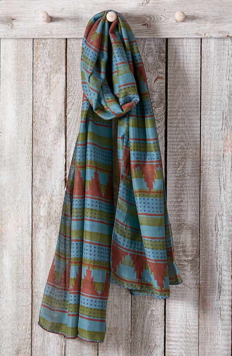 Cotton Silk Block Print Scarf - Image 5