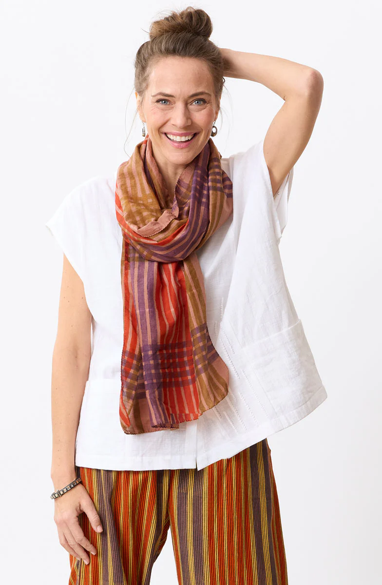Cotton Silk Block Print Scarf - Image 9