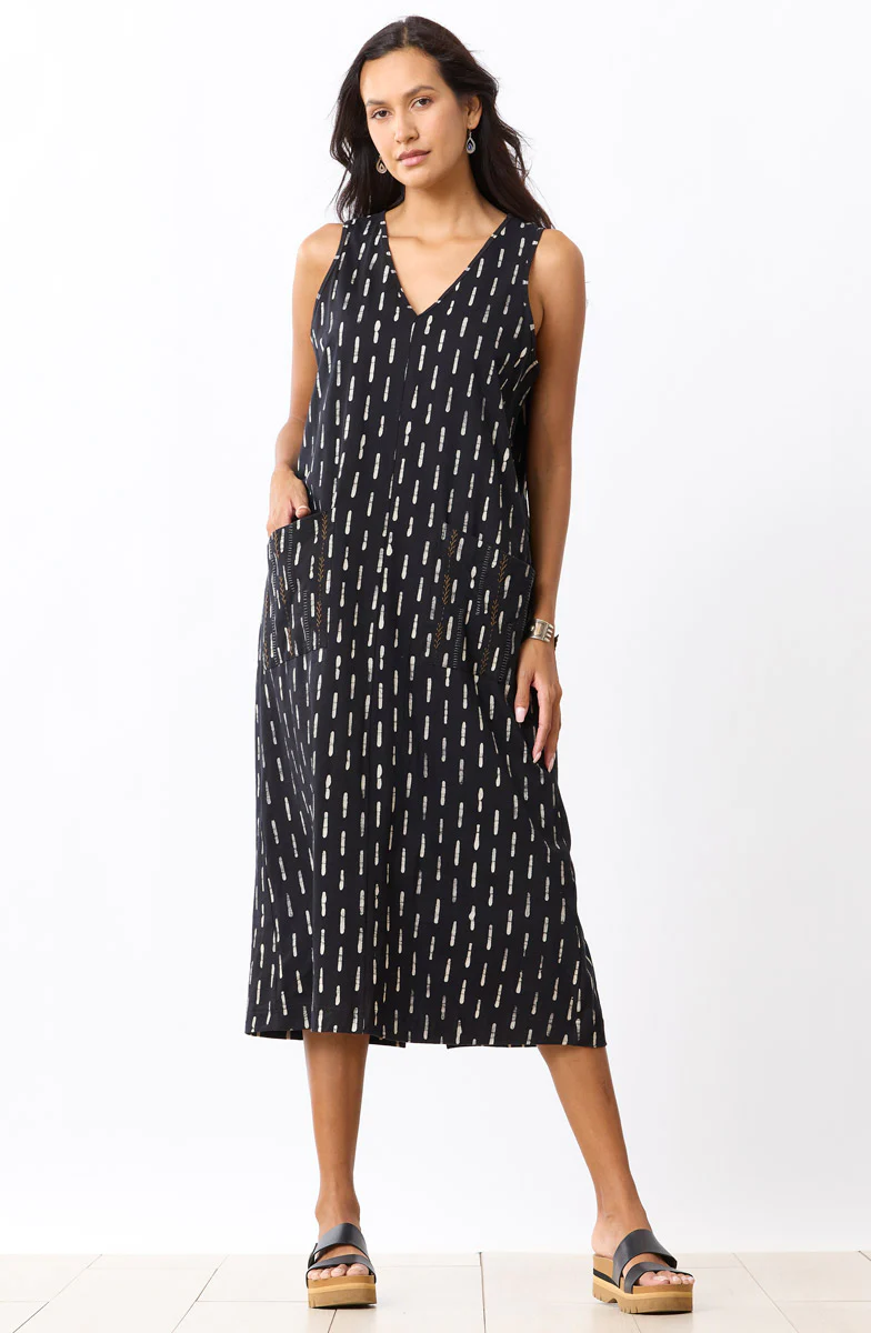 Seema Jersey V-Neck Long Tank Dress - Black
