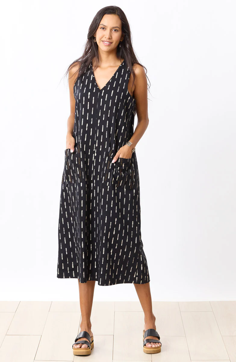 Seema Jersey V-Neck Long Tank Dress - Black - Image 3