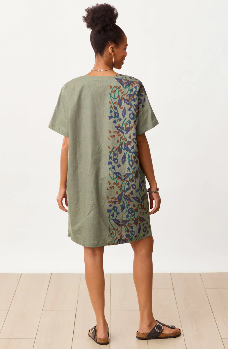 Shaheena Crew-Neck Drop-Sleeve Tunic Dress - Herb/Multi - Image 2