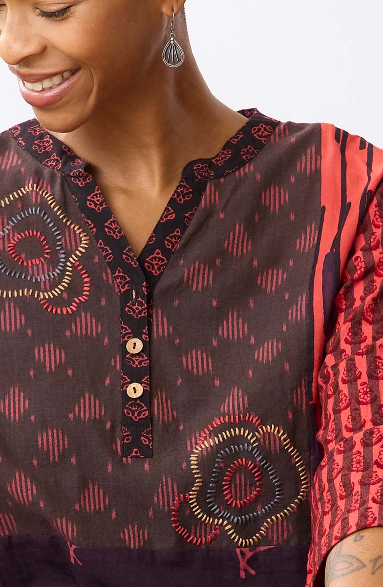 Shaily Deadstock Tunic - Red/Multi - Image 3