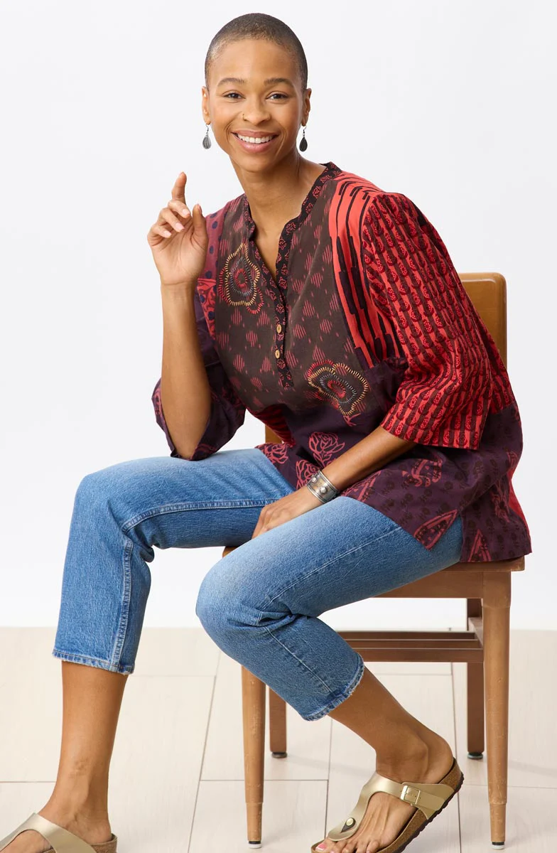 Shaily Deadstock Tunic - Red/Multi - Image 5