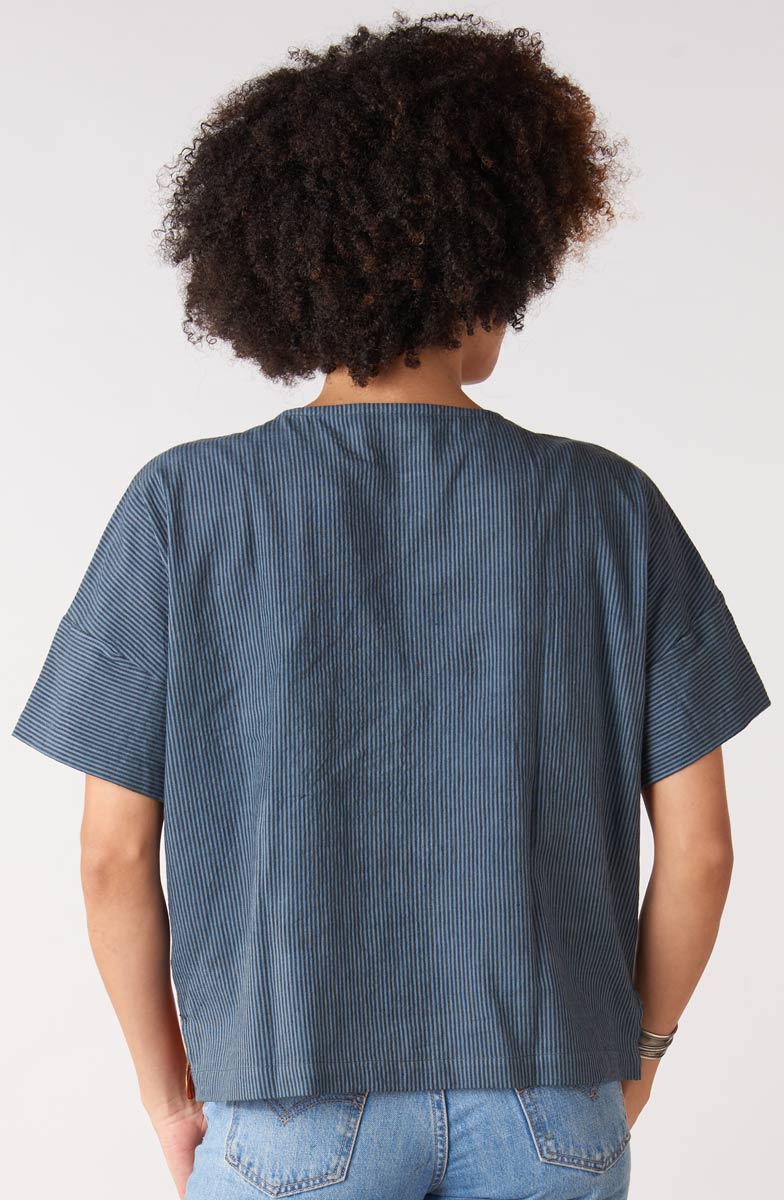 Shalini Mixed Print Popover Boxy Top - Blue/Multi - Image 4