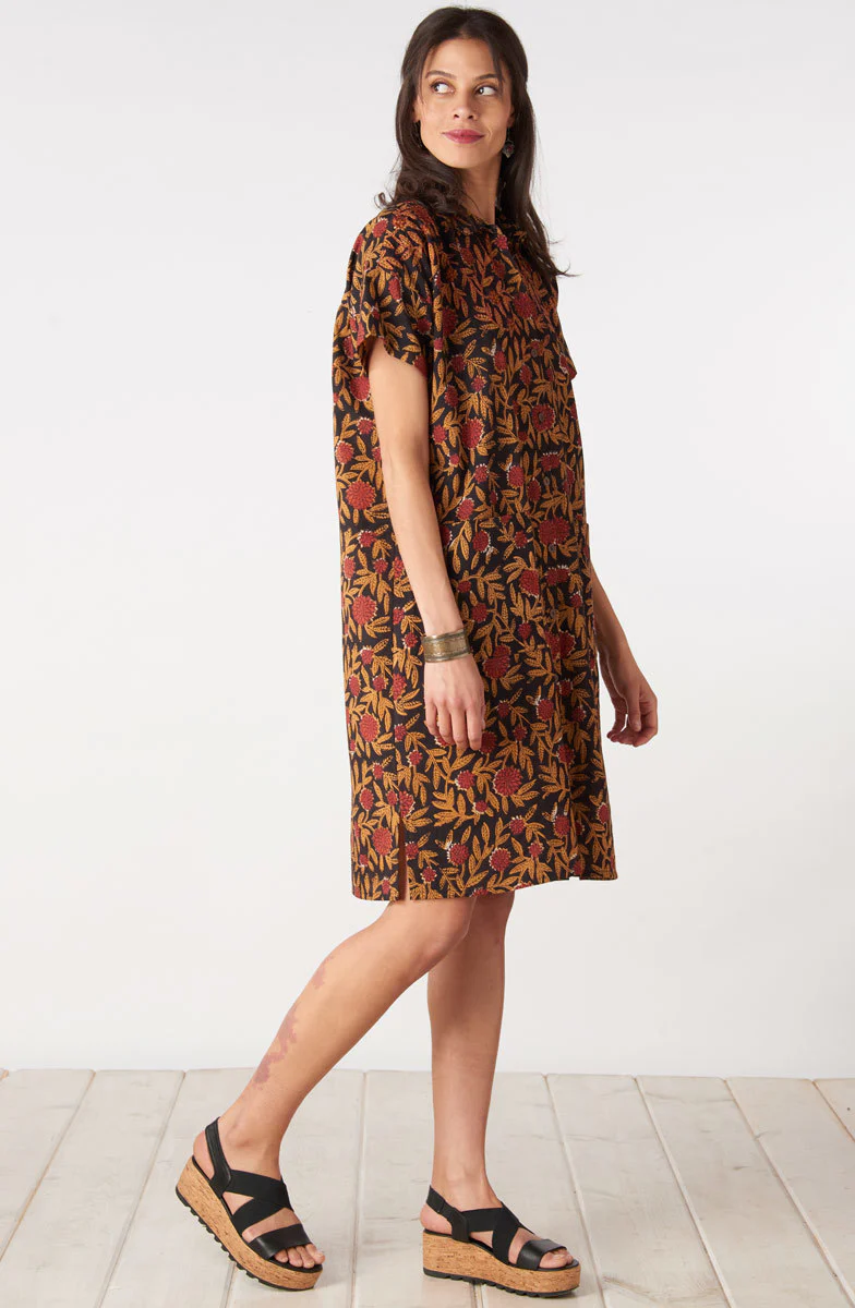 Shireen Block Print Shirt Dress - Black/Multi - Image 4